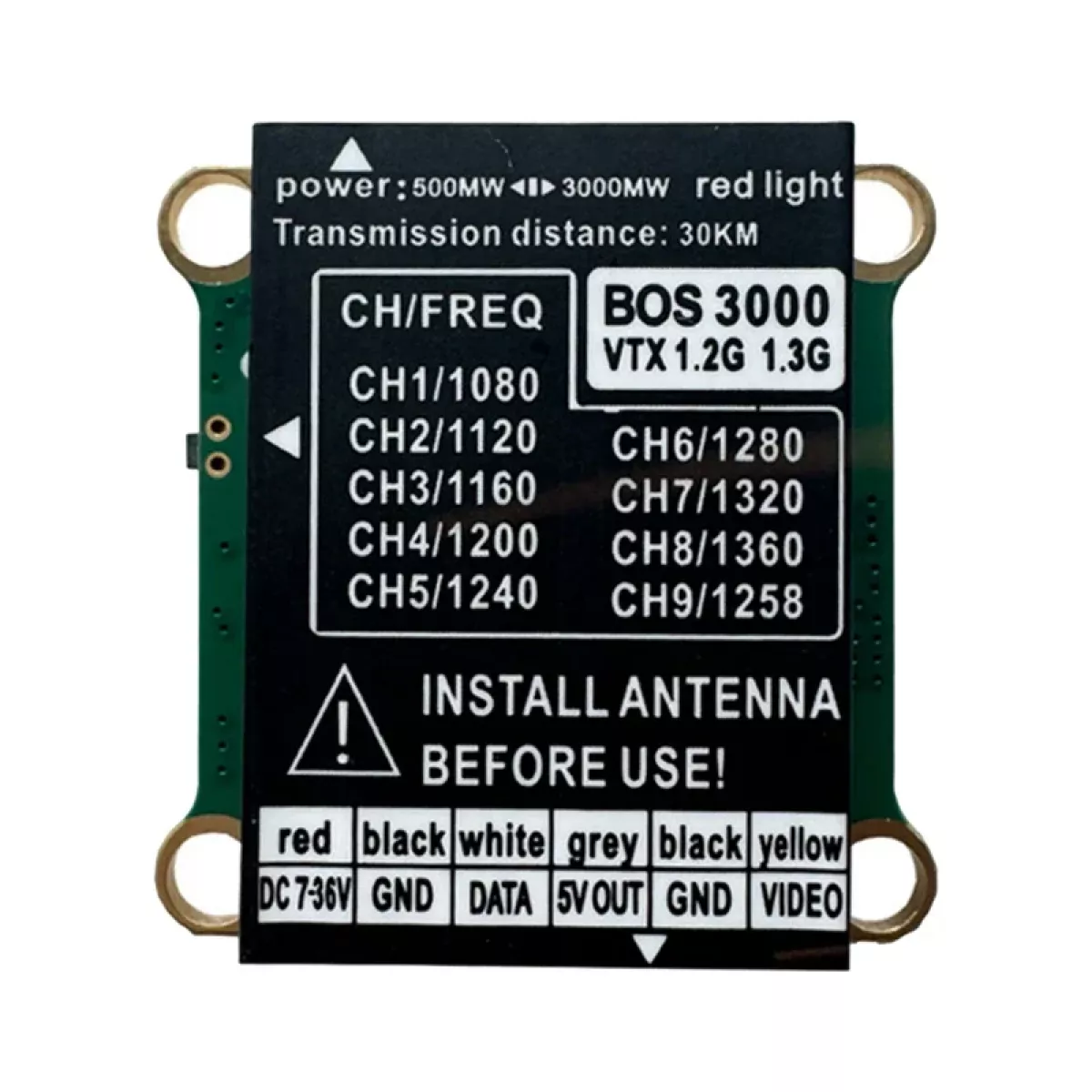 1.2G 1.3G 3W 9CH VTX - мощный 3000мВт FPV передатчик PAL/NTSC для FPV дронов DIY 1.2G 1.3G 3W 9CH VTX - мощный 3000мВт FPV передатчик PAL/NTSC для FPV дронов DIY