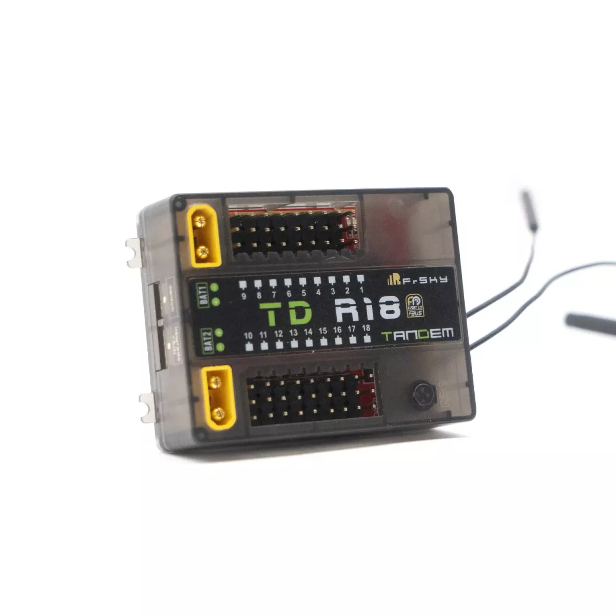 FrSky TD R18 приёмник — 2.4G/900M тандемный двухдиапазонный, 18-канальный, 18CH порты FrSky TD R18 приёмник — 2.4G/900M тандемный двухдиапазонный, 18-канальный, 18CH порты