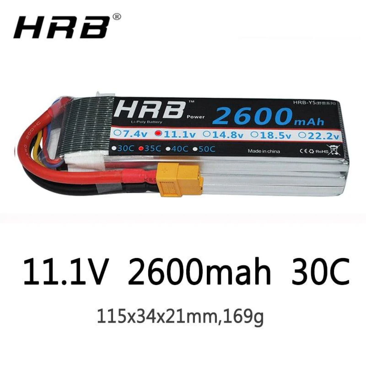 Аккумулятор HRB 3S 11.1V 2600мАч 35C Lipo XT60 T Deans XT90 EC5 для FPV, самолетов, авто, лодок RC Аккумулятор HRB 3S 11.1V 2600мАч 35C Lipo XT60 T Deans XT90 EC5 для FPV, самолетов, авто, лодок RC