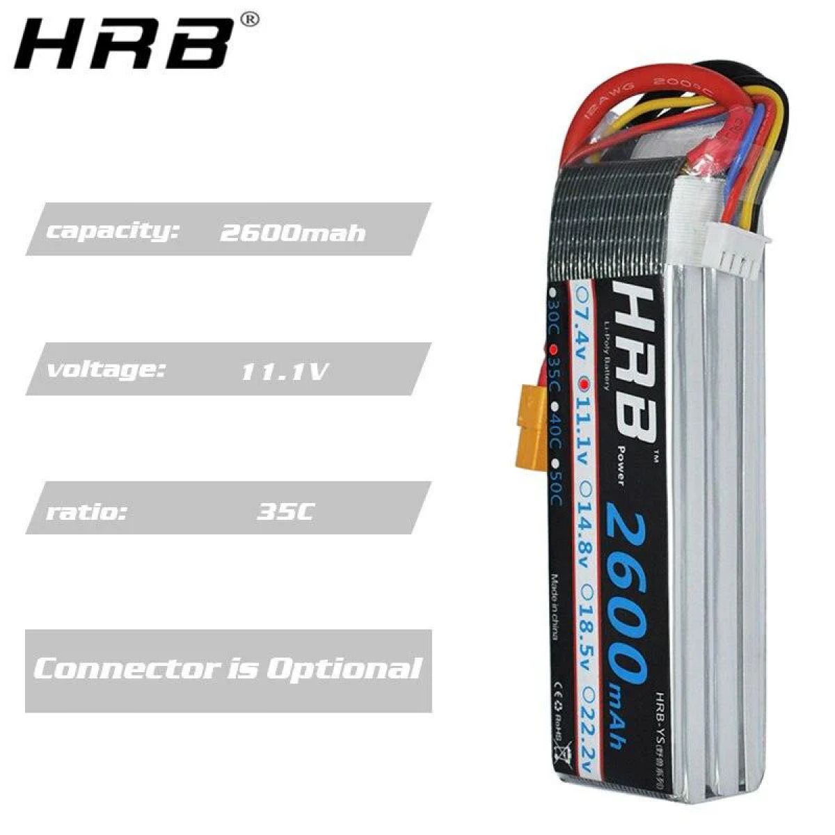 Аккумулятор HRB 3S 11.1V 2600мАч 35C Lipo XT60 T Deans XT90 EC5 для FPV, самолетов, авто, лодок RC Аккумулятор HRB 3S 11.1V 2600мАч 35C Lipo XT60 T Deans XT90 EC5 для FPV, самолетов, авто, лодок RC