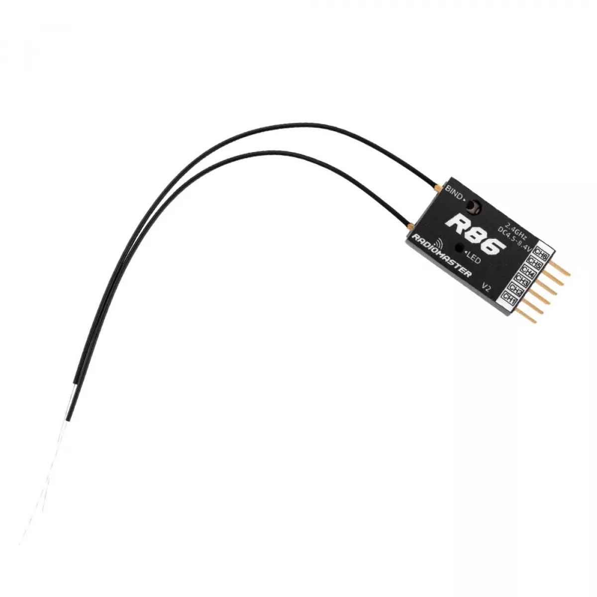 Радиоприёмник RadioMaster R86 V2 2.4ГГц 6-канальный PWM, совместим с D8, D16, SFHSS Радиоприёмник RadioMaster R86 V2 2.4ГГц 6-канальный PWM, совместим с D8, D16, SFHSS
