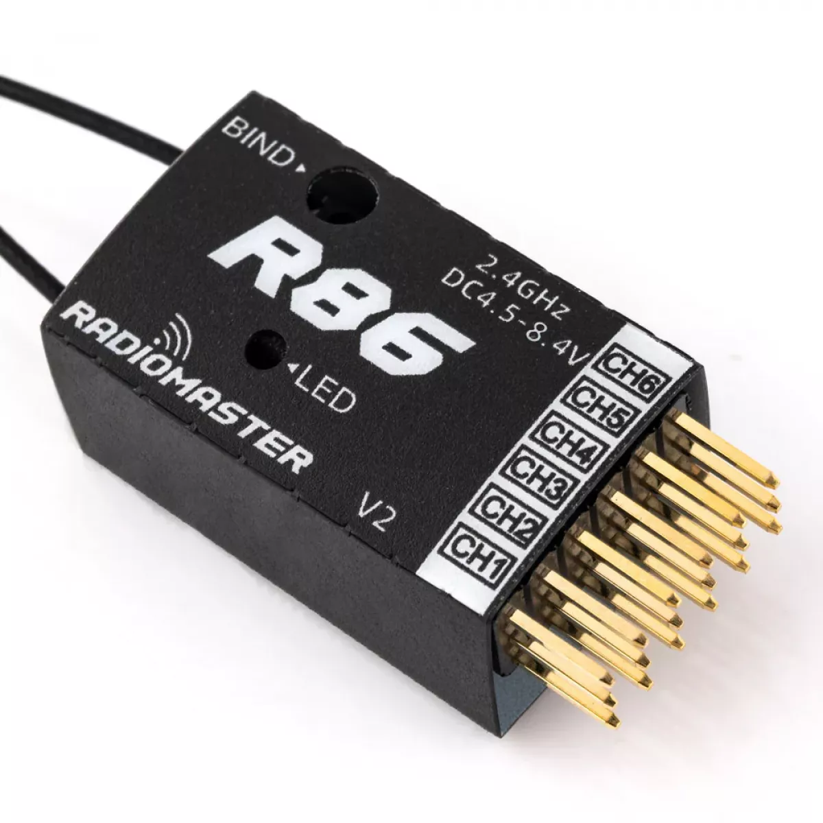 Радиоприёмник RadioMaster R86 V2 2.4ГГц 6-канальный PWM, совместим с D8, D16, SFHSS Радиоприёмник RadioMaster R86 V2 2.4ГГц 6-канальный PWM, совместим с D8, D16, SFHSS