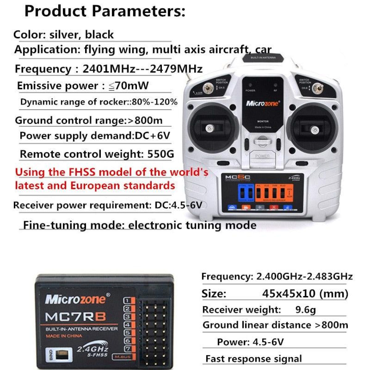 Пульт MicroZone MC6C 2.4G с приёмником для самолёта SU27 с 4-осевой платой KT Пульт MicroZone MC6C 2.4G с приёмником для самолёта SU27 с 4-осевой платой KT