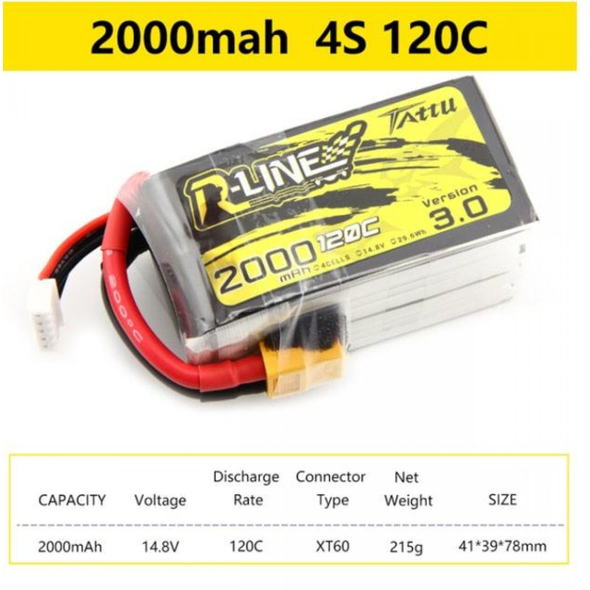 Аккумулятор Tattu R-Line V3 120C 4S/6S 4.2В 1300–2000мАч XT60 для FPV дронов и квадрокоптеров Аккумулятор Tattu R-Line V3 120C 4S/6S 4.2В 1300–2000мАч XT60 для FPV дронов и квадрокоптеров