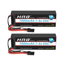 2 шт. HRB Lipo 2S 6000/7000mAh 7.4V Hard Case 60C для RC Evader BX, RC авто, самолёт, дрон