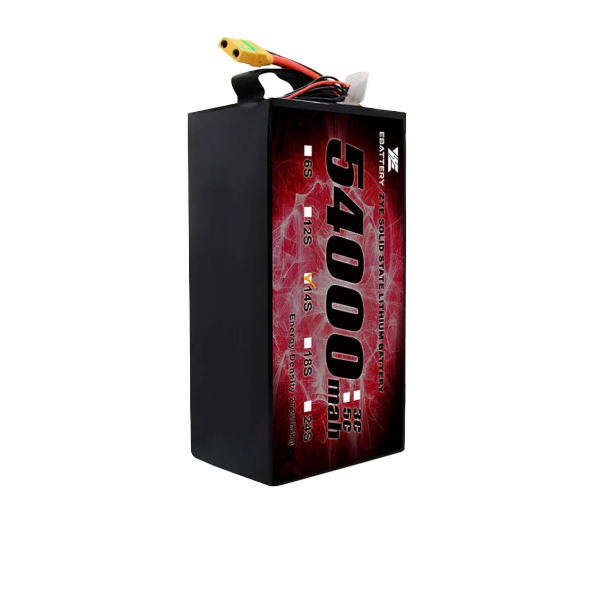 ZYE Power аккумулятор 62.3В 14S 54000мАч 4.45В/ячейка 274Вт·ч/кг Ultra HV Semi Solid-State ZYE Power аккумулятор 62.3В 14S 54000мАч 4.45В/ячейка 274Вт·ч/кг Ultra HV Semi Solid-State