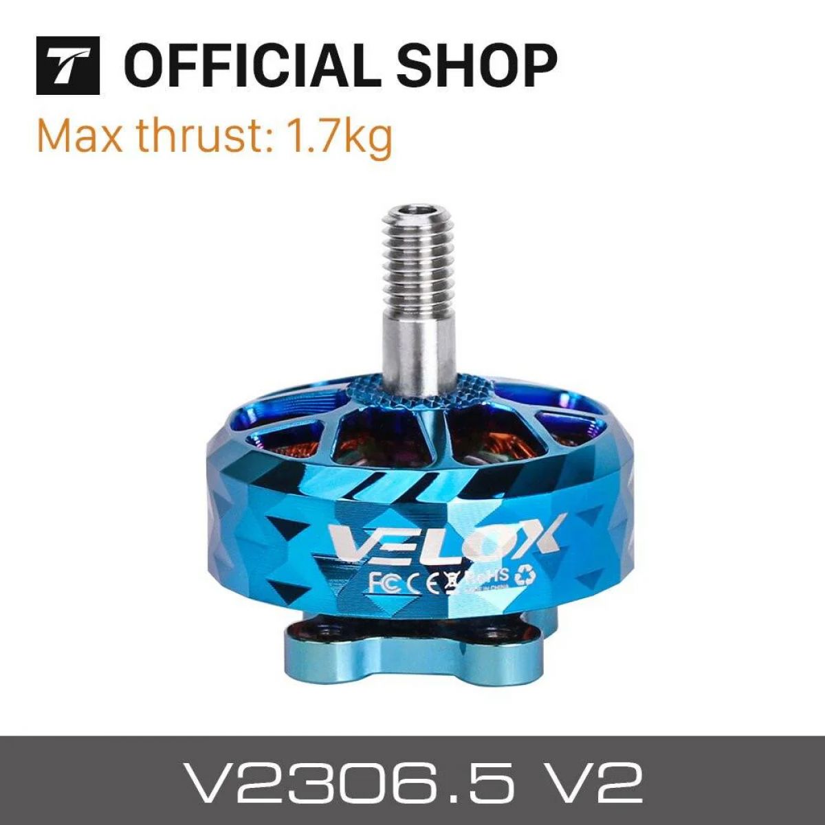Бесколлекторный мотор T-motor VELOX V2306.5 V2 KV1950/2550 для FPV фристайла, серия VELOCE Бесколлекторный мотор T-motor VELOX V2306.5 V2 KV1950/2550 для FPV фристайла, серия VELOCE