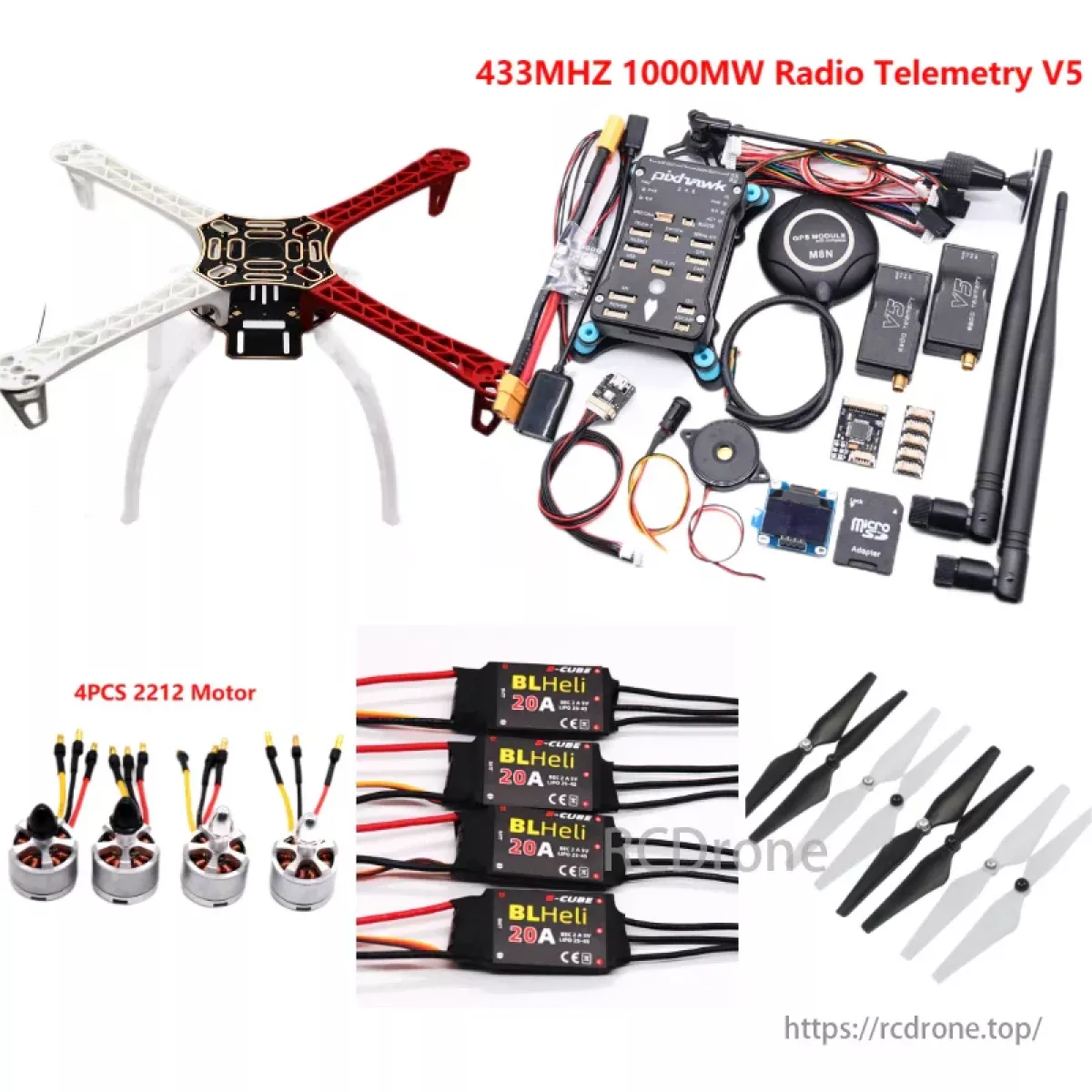 Дрон-комплект F450 с PIXHAWK 2.4.8, Ardupilot, телеметрия 100мВт, BLHeli 20A, моторы 2212, шасси Дрон-комплект F450 с PIXHAWK 2.4.8, Ardupilot, телеметрия 100мВт, BLHeli 20A, моторы 2212, шасси