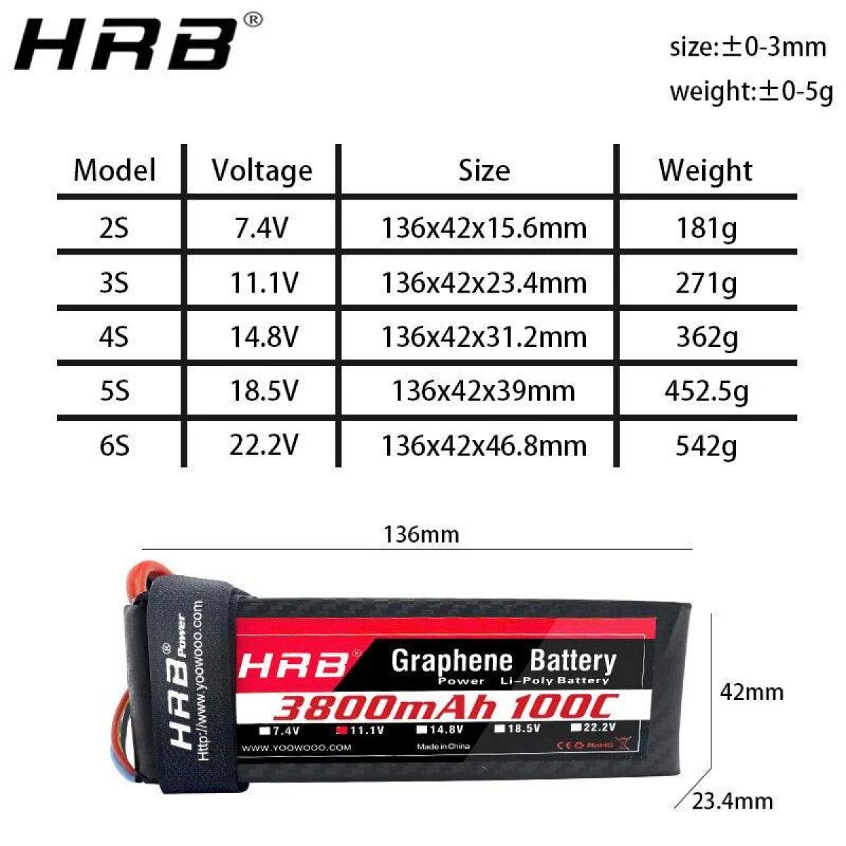 HRB 3800mAh Графеновый LiPo аккумулятор 2S-6S 7.4-22.2V 100C XT90 XT60 Deans EC5 для RC моделей HRB 3800mAh Графеновый LiPo аккумулятор 2S-6S 7.4-22.2V 100C XT90 XT60 Deans EC5 для RC моделей