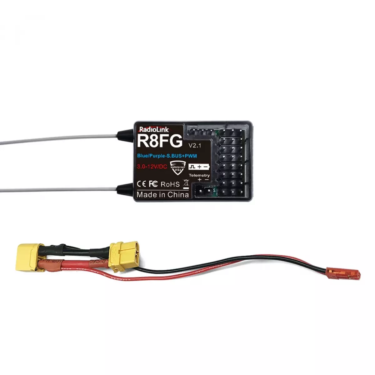 RadioLink R8FG 8-канальный приёмник с двумя антеннами, SBUS PWM, телеметрией, влагозащита IPX4 RadioLink R8FG 8-канальный приёмник с двумя антеннами, SBUS PWM, телеметрией, влагозащита IPX4