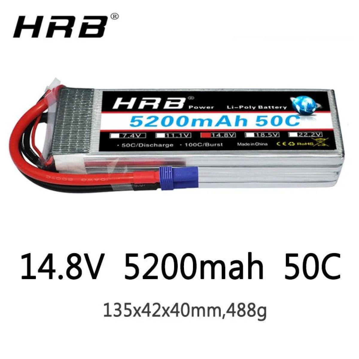 HRB 14.8V Lipo аккумулятор 4S 5200mAh 50C T Deans XT60 XT90 EC5 для RC самолётов, авто, лодок HRB 14.8V Lipo аккумулятор 4S 5200mAh 50C T Deans XT60 XT90 EC5 для RC самолётов, авто, лодок