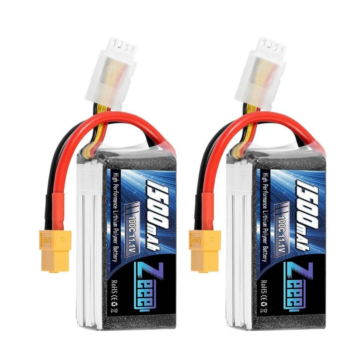 2шт Zeee 11.1V 1500mAh 100C 3S Lipo аккумулятор XT60 для квадрокоптера, RC авто, FPV, самолёта 2шт Zeee 11.1V 1500mAh 100C 3S Lipo аккумулятор XT60 для квадрокоптера, RC авто, FPV, самолёта