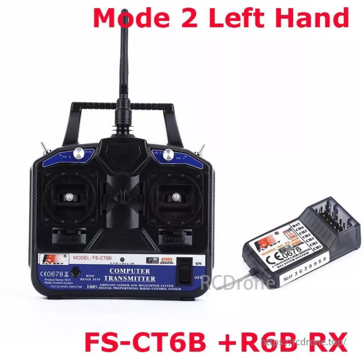 Flysky FS-CT6B 2.4G 6-канальный передатчик AFHDS с приёмником FS-R6B для квадрокоптера и самолёта Flysky FS-CT6B 2.4G 6-канальный передатчик AFHDS с приёмником FS-R6B для квадрокоптера и самолёта