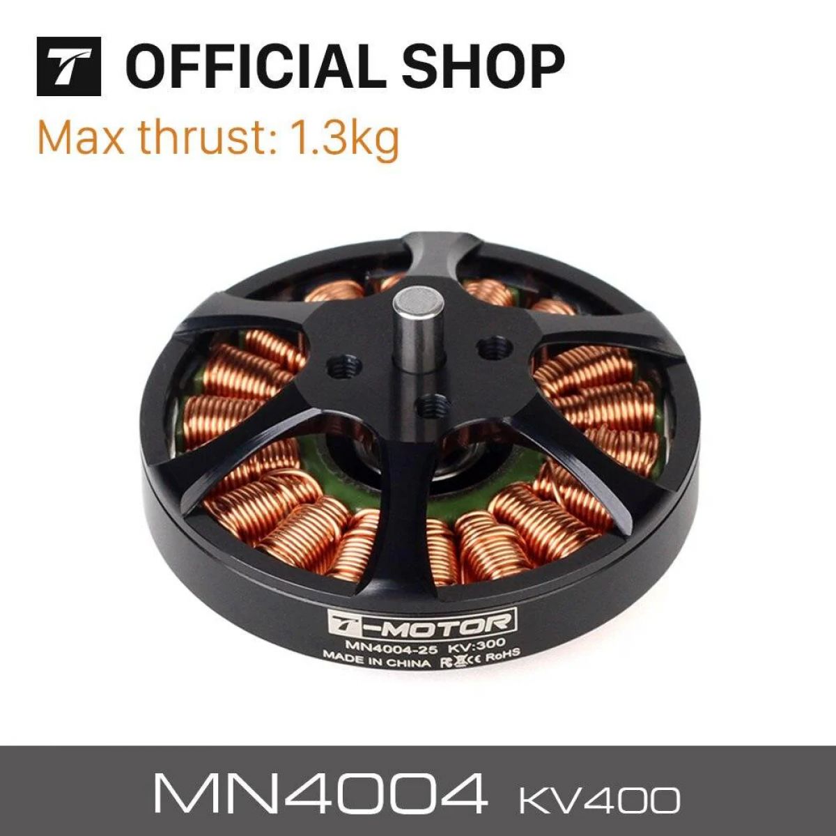 Бесколлекторный мотор T-motor MN4004 KV300/KV400, 1.3 кг тяги для тяжелых квадрокоптеров и мультикоптеров Бесколлекторный мотор T-motor MN4004 KV300/KV400, 1.3 кг тяги для тяжелых квадрокоптеров и мультикоптеров
