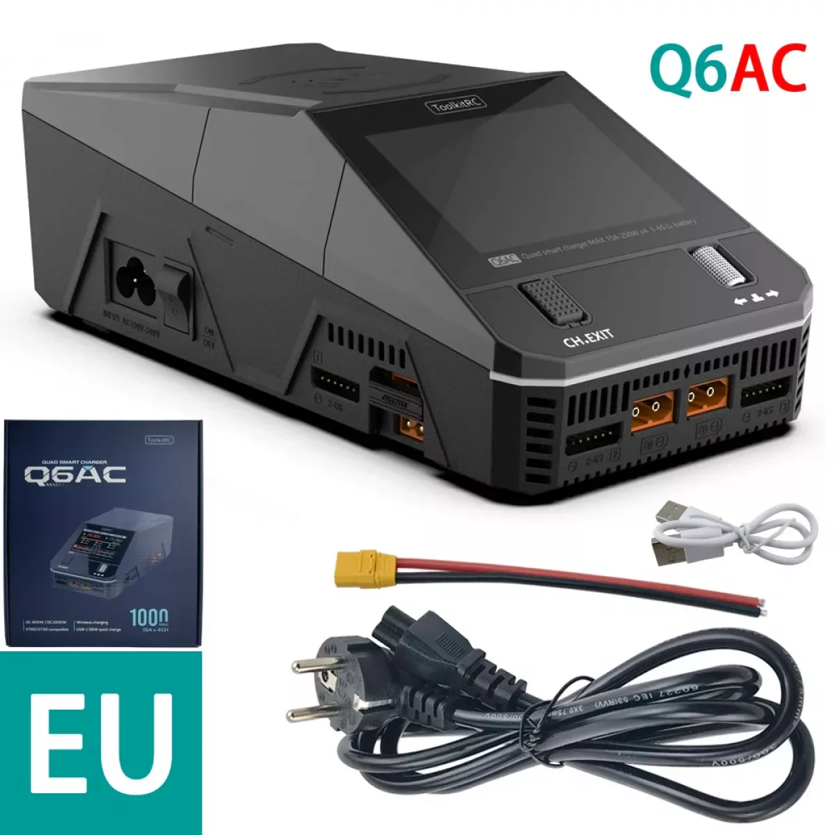 Зарядное устройство ToolkitRC Q6AC для LiPo 1-6S аккумуляторов дронов FPV Зарядное устройство ToolkitRC Q6AC для LiPo 1-6S аккумуляторов дронов FPV