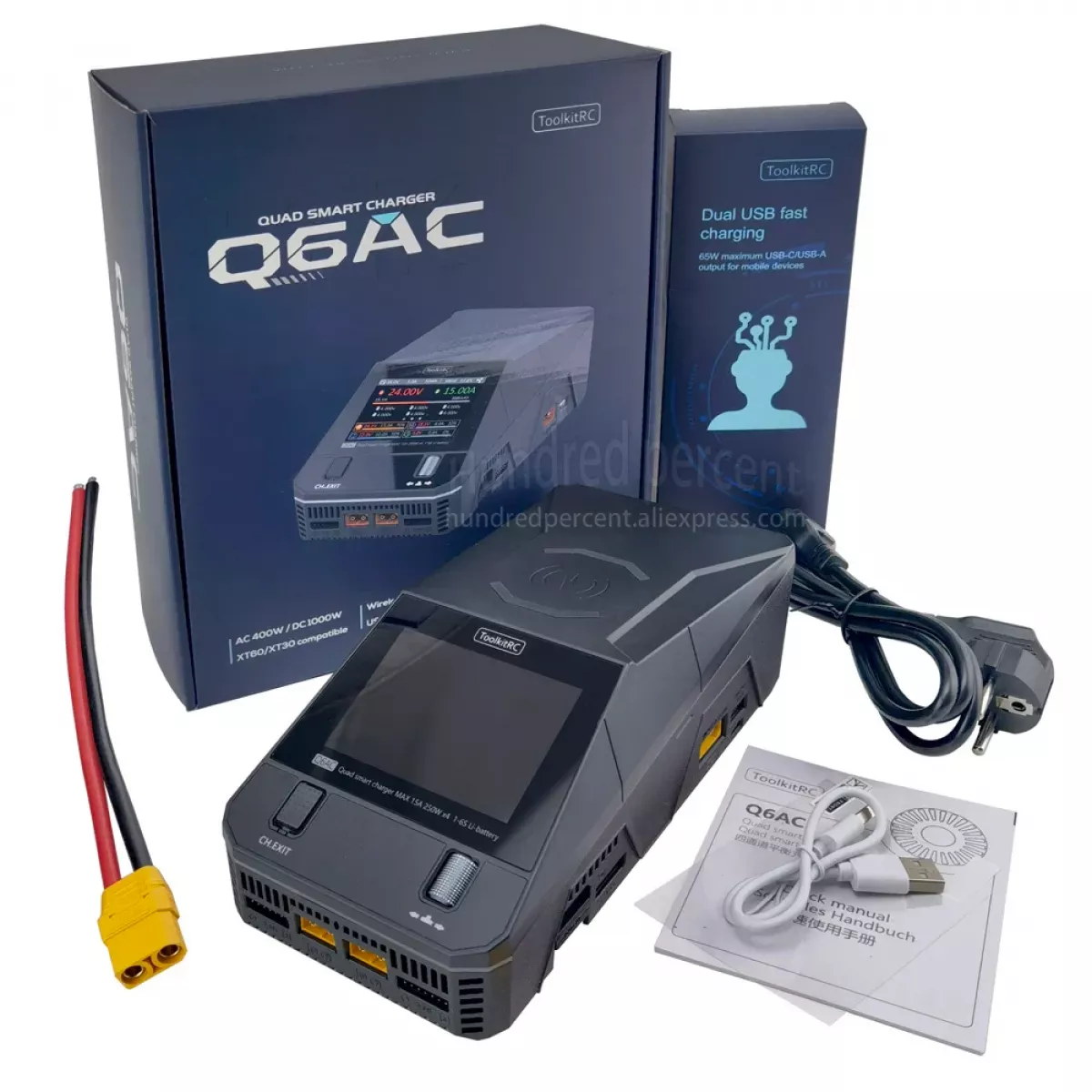 Зарядное устройство ToolkitRC Q6AC для LiPo 1-6S аккумуляторов дронов FPV Зарядное устройство ToolkitRC Q6AC для LiPo 1-6S аккумуляторов дронов FPV