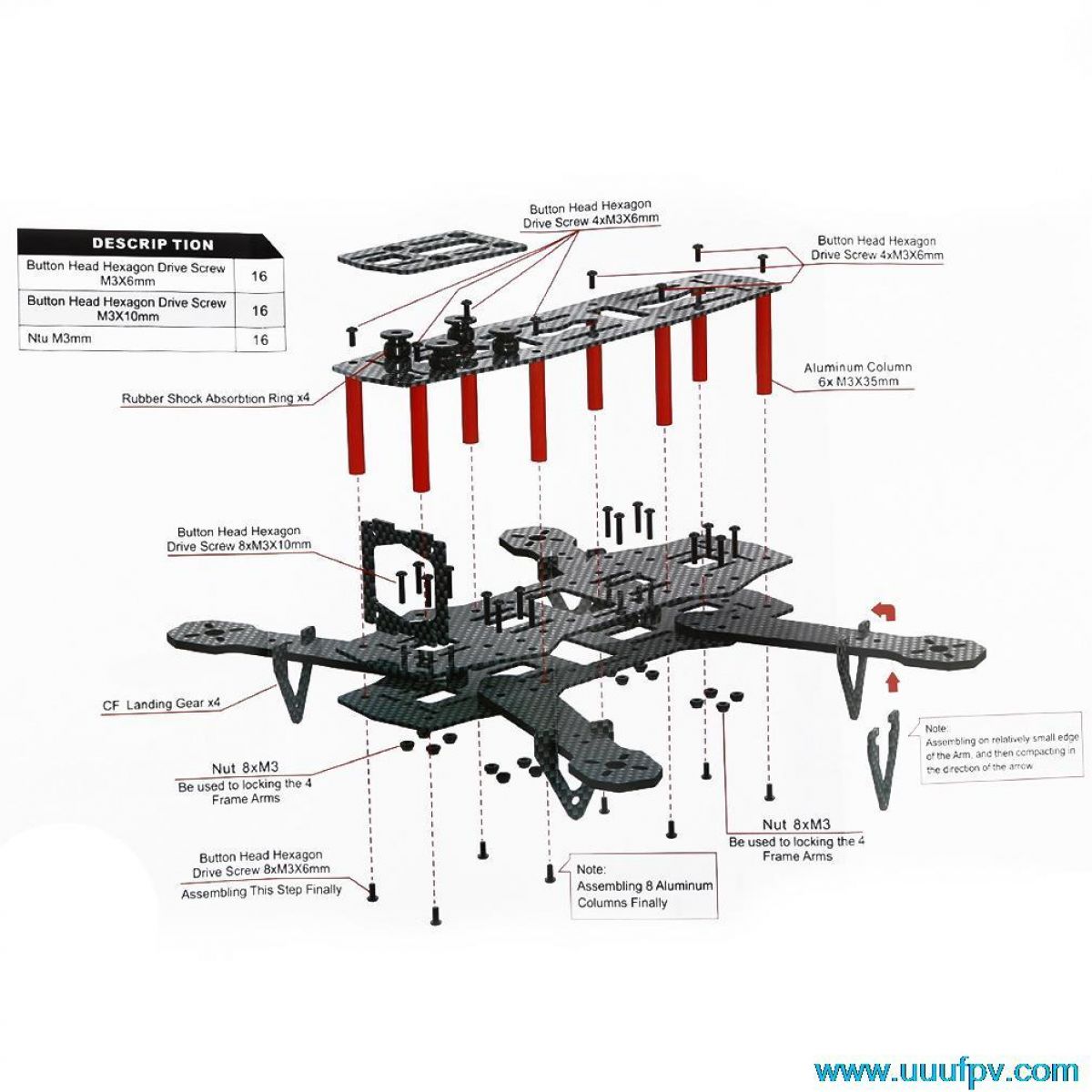 Каркас из углеродного волокна 2,5 дюйма для мини-дрона FPV 250 ZMR250 QAV250 Каркас из углеродного волокна 2,5 дюйма для мини-дрона FPV 250 ZMR250 QAV250