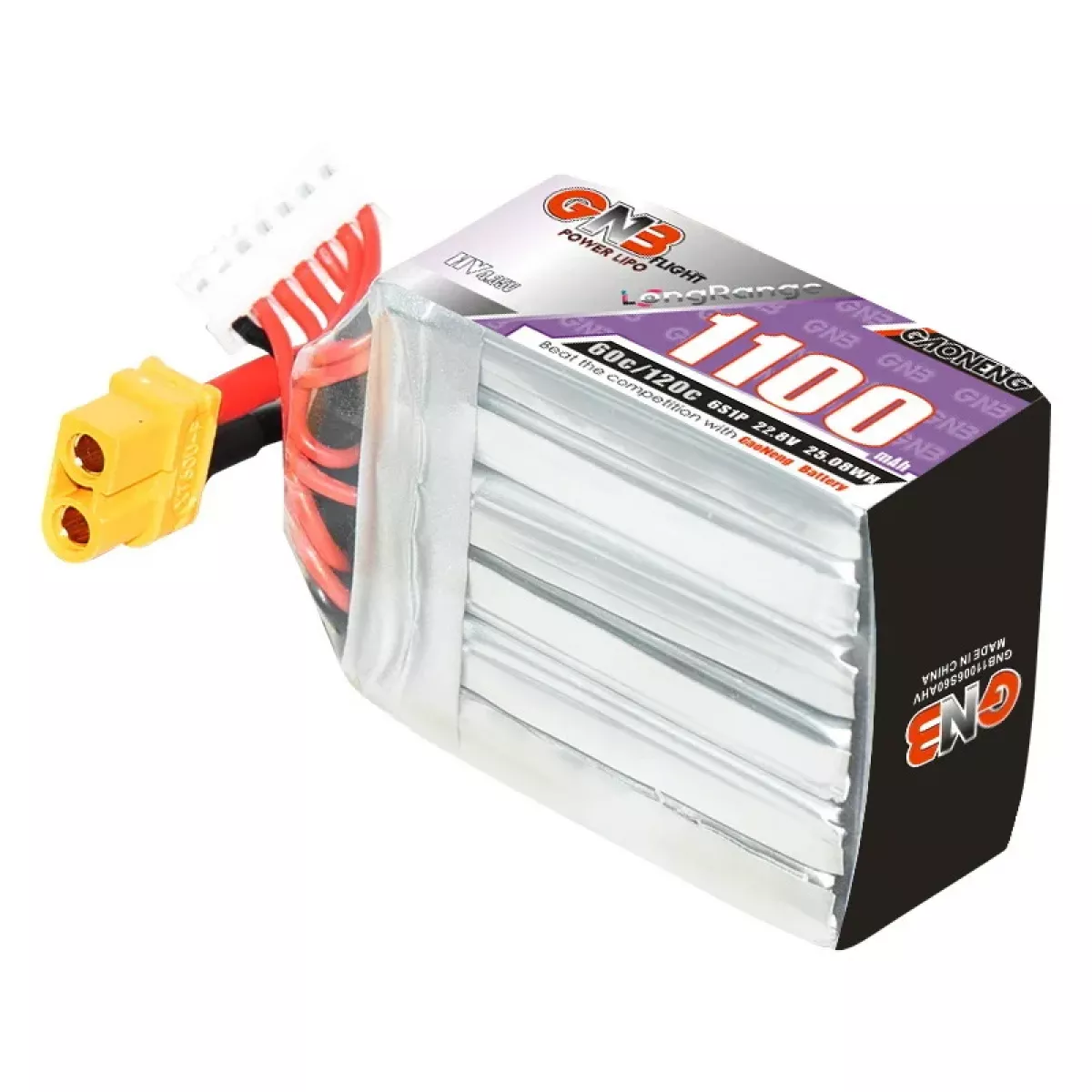 Аккумулятор GaoNeng GNB 6S HV 22.8V 1100mAh 60C/120C LiPo для гоночных FPV квадрокоптеров Аккумулятор GaoNeng GNB 6S HV 22.8V 1100mAh 60C/120C LiPo для гоночных FPV квадрокоптеров