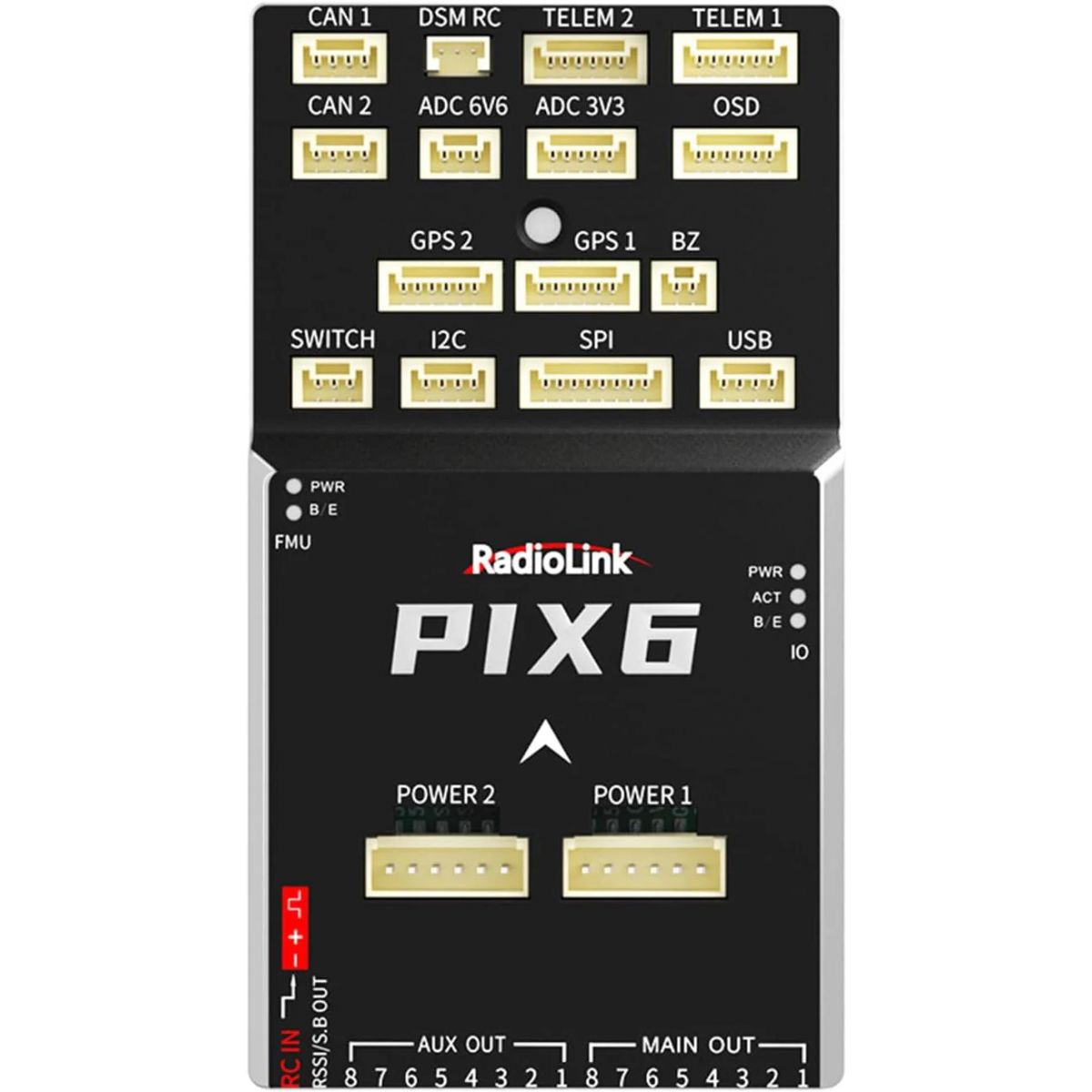 Автопилот RadioLink PIX6: открытый код, двойной гироскоп, OSD, 16 PWM, RTK GPS, ArduPilot Автопилот RadioLink PIX6: открытый код, двойной гироскоп, OSD, 16 PWM, RTK GPS, ArduPilot