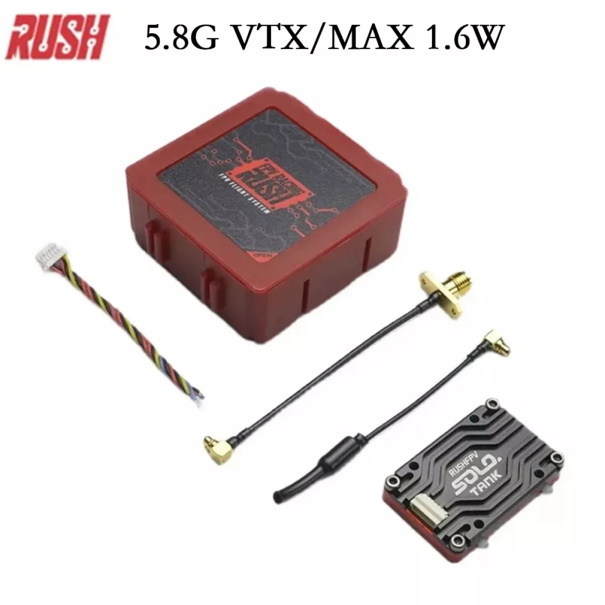 RUSHFPV RUSH TANK SOLO 1.6W 5.8G VTX 48CH, PitMode, 25/400/800/1600мВт, 2-6S, микрофон, FPV дальнего действия RUSHFPV RUSH TANK SOLO 1.6W 5.8G VTX 48CH, PitMode, 25/400/800/1600мВт, 2-6S, микрофон, FPV дальнего действия
