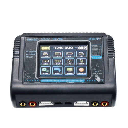 Зарядное устройство HTRC T400/T240/T150 Lipo с сенсорным экраном, 2 канала, 200Вт AC/400Вт DC для RC