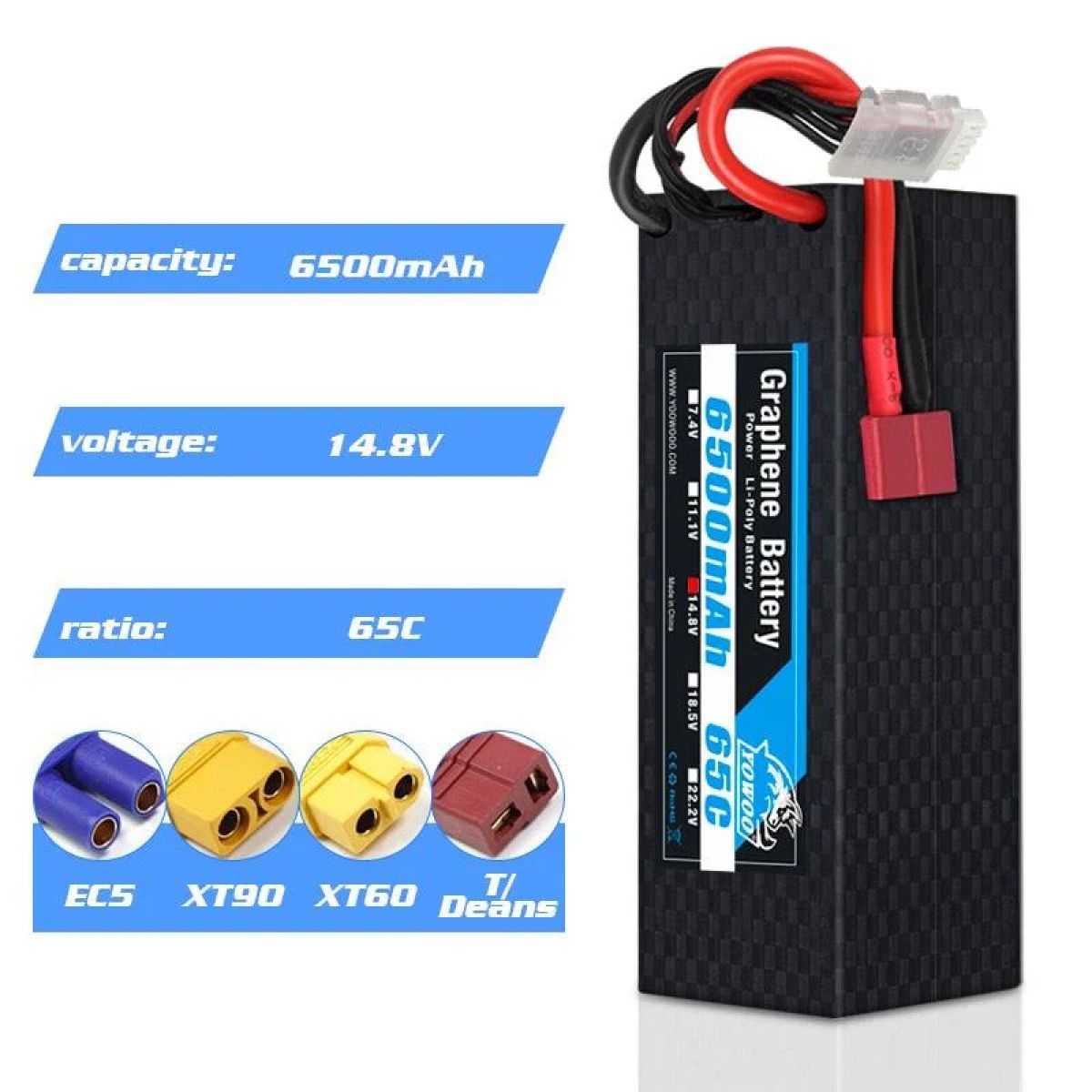 Yowoo Lipo аккумулятор Graphene 6500mAh 2S 3S 4S 7.4V 11.1V 14.8V XT60 XT90 EC5, кейс, 65C, RC Yowoo Lipo аккумулятор Graphene 6500mAh 2S 3S 4S 7.4V 11.1V 14.8V XT60 XT90 EC5, кейс, 65C, RC