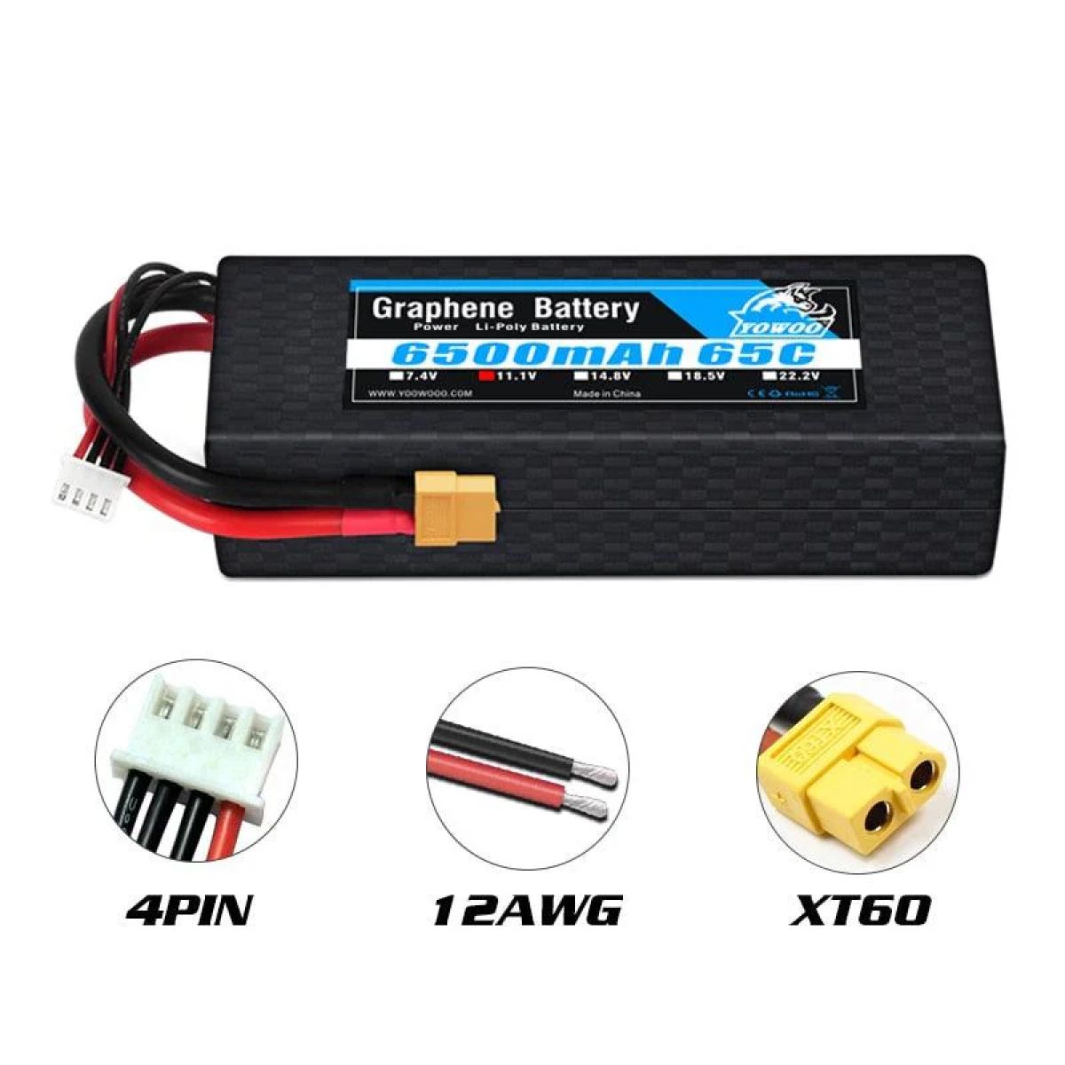 Yowoo Lipo аккумулятор Graphene 6500mAh 2S 3S 4S 7.4V 11.1V 14.8V XT60 XT90 EC5, кейс, 65C, RC Yowoo Lipo аккумулятор Graphene 6500mAh 2S 3S 4S 7.4V 11.1V 14.8V XT60 XT90 EC5, кейс, 65C, RC
