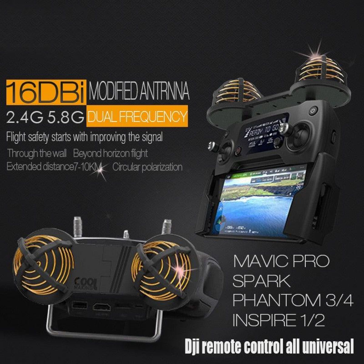 Антенна с ДУ и усилением сигнала для DJI Mavic, Spark, Phantom 3/4/4PRO, Air, Mavic 2 Pro/Zoom Антенна с ДУ и усилением сигнала для DJI Mavic, Spark, Phantom 3/4/4PRO, Air, Mavic 2 Pro/Zoom