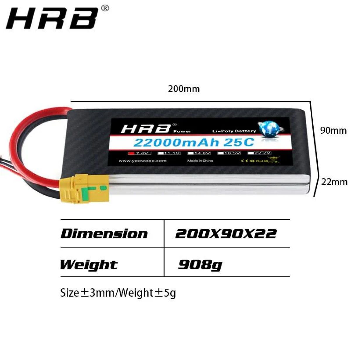 HRB 2S 7.4V 22000мАч Lipo аккумулятор - XT60 Deans XT90 EC5 XT150 AS150 XT90-S, 25C для RC моделей HRB 2S 7.4V 22000мАч Lipo аккумулятор - XT60 Deans XT90 EC5 XT150 AS150 XT90-S, 25C для RC моделей