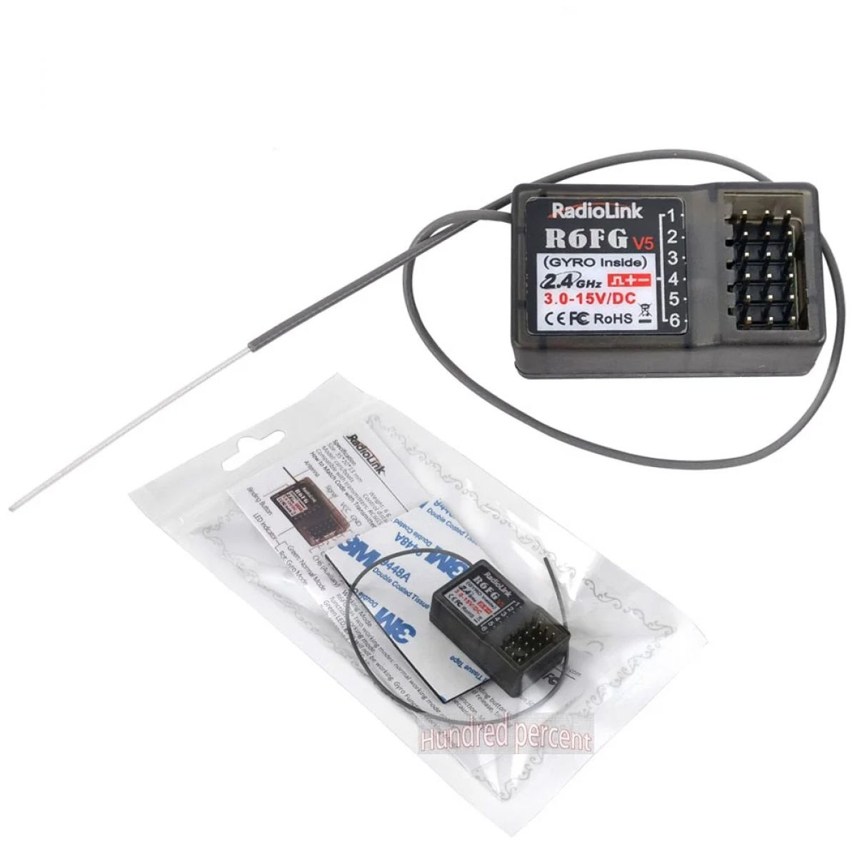 Радиоприёмник Radiolink R6FG 6-канальный 2.4G HV RX с гироскопом для RC4GS V2/RC6GS V3, авто и лодки Радиоприёмник Radiolink R6FG 6-канальный 2.4G HV RX с гироскопом для RC4GS V2/RC6GS V3, авто и лодки
