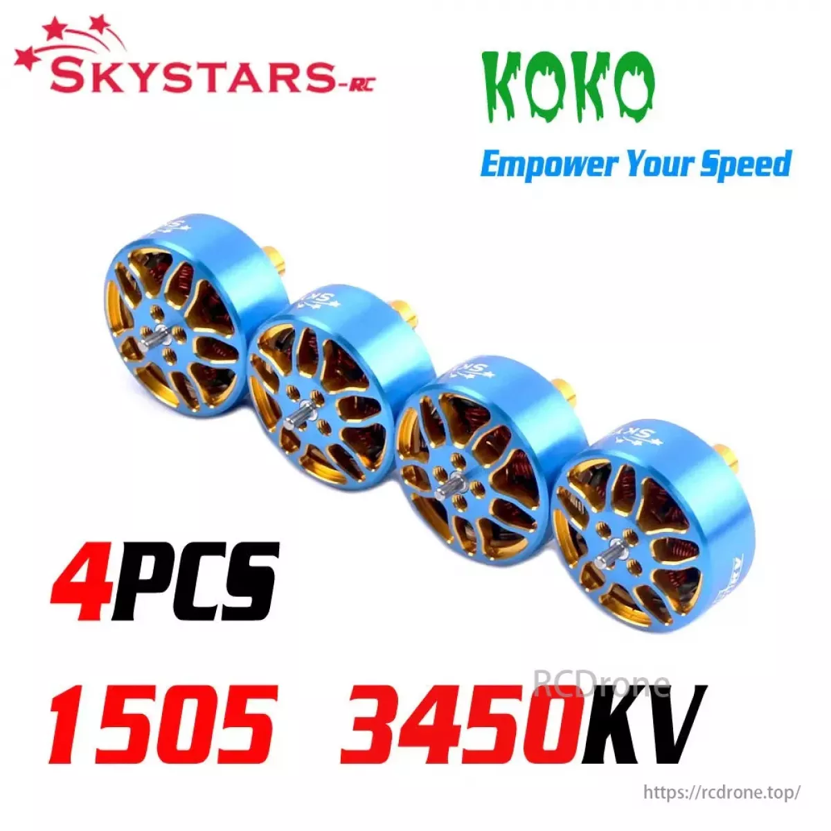 Бесколлекторный мотор SKYSTARS KOKO 1505 3450KV 3–6S, вал 1.5мм для FPV дронов 2.5–4", 4шт Бесколлекторный мотор SKYSTARS KOKO 1505 3450KV 3–6S, вал 1.5мм для FPV дронов 2.5–4", 4шт