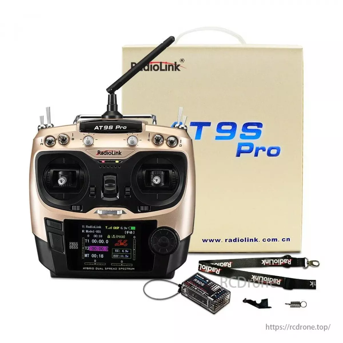 Радиопередатчик RadioLink AT9S PRO 2.4G 12CH с приемником R9DS и батареей 3S 2200mAh 8C для РУ моделей Радиопередатчик RadioLink AT9S PRO 2.4G 12CH с приемником R9DS и батареей 3S 2200mAh 8C для РУ моделей
