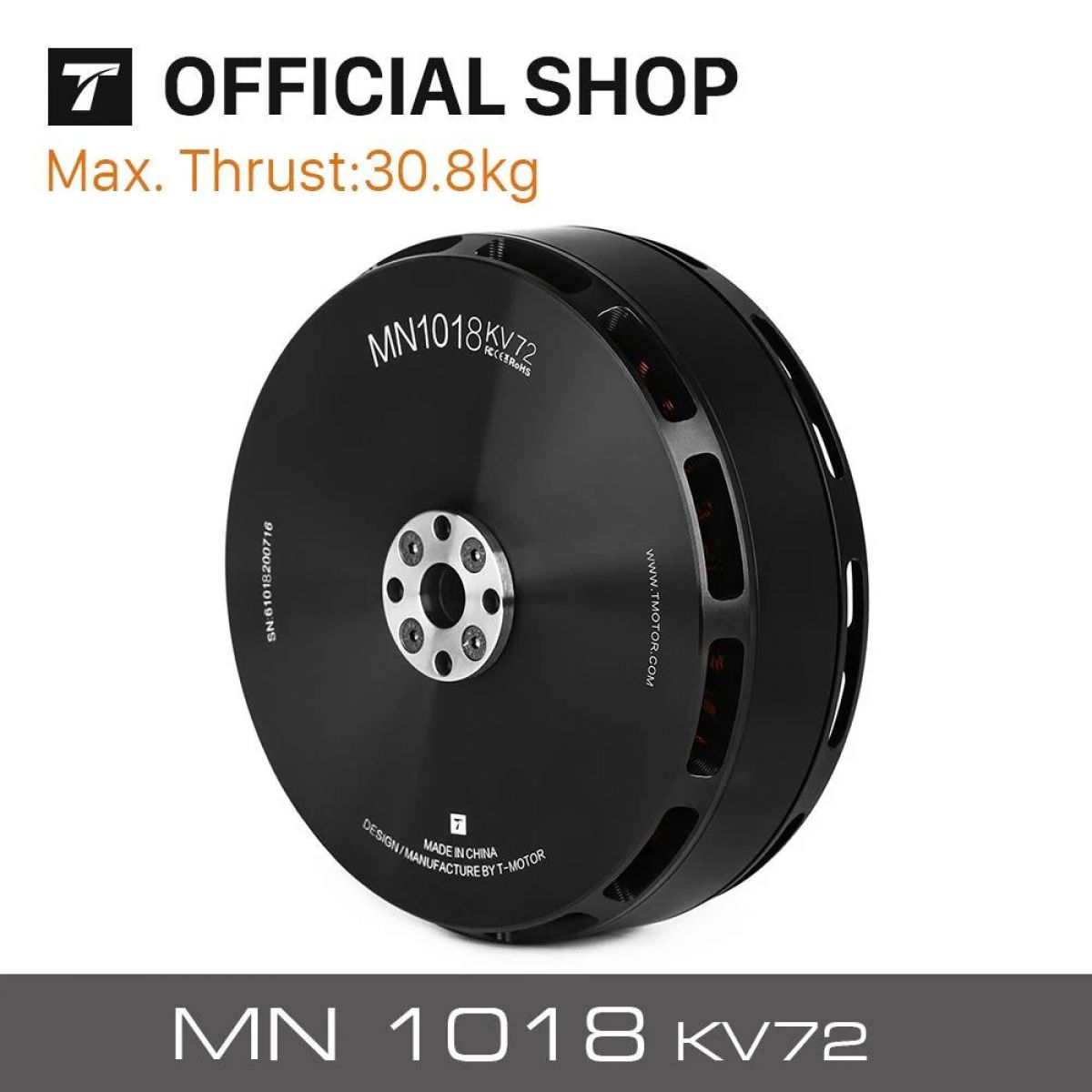Бесщеточный мотор T-MOTOR MN1018 KV72 — тяга 30 кг, для агродронов и тяжелых грузов Бесщеточный мотор T-MOTOR MN1018 KV72 — тяга 30 кг, для агродронов и тяжелых грузов