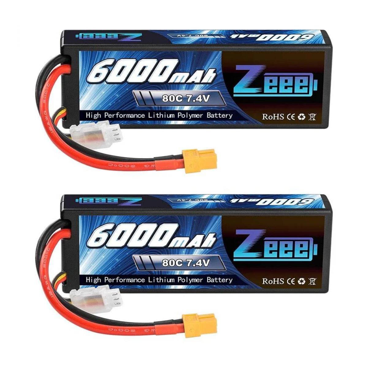 Аккумулятор Zeee LiPo 2S 7.4V 6000mAh 80C XT60, жёсткий кейс, для RC моделей, FPV, авто, дронов Аккумулятор Zeee LiPo 2S 7.4V 6000mAh 80C XT60, жёсткий кейс, для RC моделей, FPV, авто, дронов