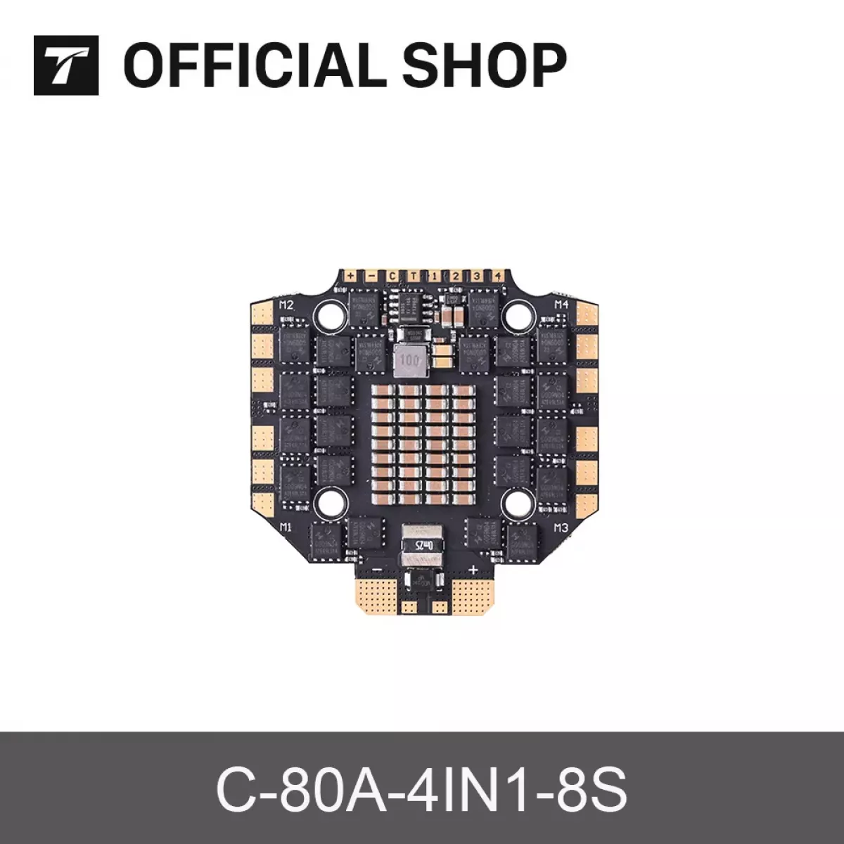 T-MOTOR C 80A 4-в-1 ESC 4-8S Blheli32 с двойными MOSFET для квадрокоптеров T-MOTOR C 80A 4-в-1 ESC 4-8S Blheli32 с двойными MOSFET для квадрокоптеров