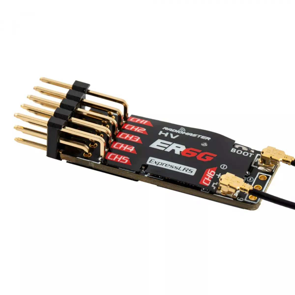 Приёмник RadioMaster ER6G/ER6GV 2.4GHz ELRS PWM — компактный для планеров и самолётов-дронов Приёмник RadioMaster ER6G/ER6GV 2.4GHz ELRS PWM — компактный для планеров и самолётов-дронов