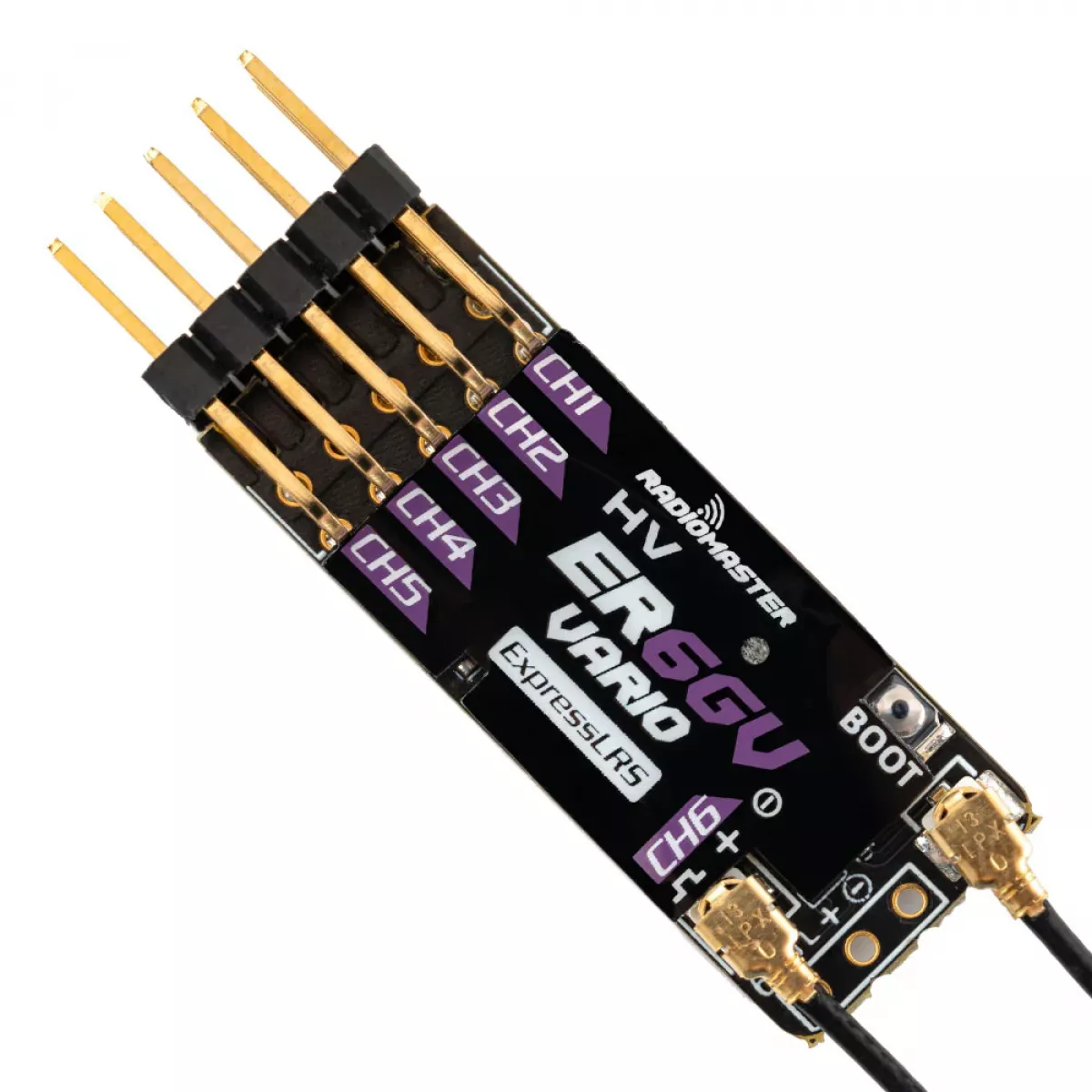 Приёмник RadioMaster ER6G/ER6GV 2.4GHz ELRS PWM — компактный для планеров и самолётов-дронов Приёмник RadioMaster ER6G/ER6GV 2.4GHz ELRS PWM — компактный для планеров и самолётов-дронов