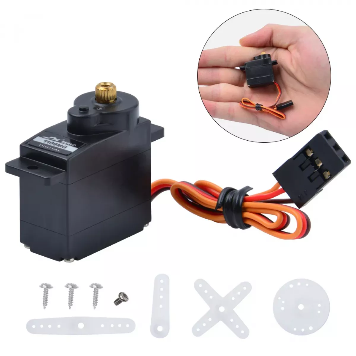 JX Servo PDI-1109MG - 9г 2.5кг металлический цифровой сервопривод для самолёта, RC авто, лодки, робота, вертолёта JX Servo PDI-1109MG - 9г 2.5кг металлический цифровой сервопривод для самолёта, RC авто, лодки, робота, вертолёта