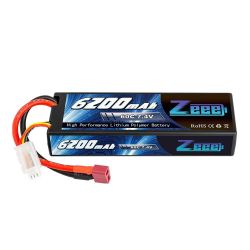 1/2шт Zeee 7.4V 60C 6200mAh LiPo аккумулятор Deans 2S Hardcase для RC авто, грузовика, лодки