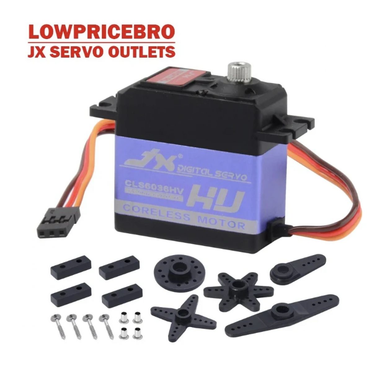 JX Servo CLS6036HV — 27кг, алюминиевый корпус, металлические шестерни, HV, бесколлекторный, цифровой JX Servo CLS6036HV — 27кг, алюминиевый корпус, металлические шестерни, HV, бесколлекторный, цифровой