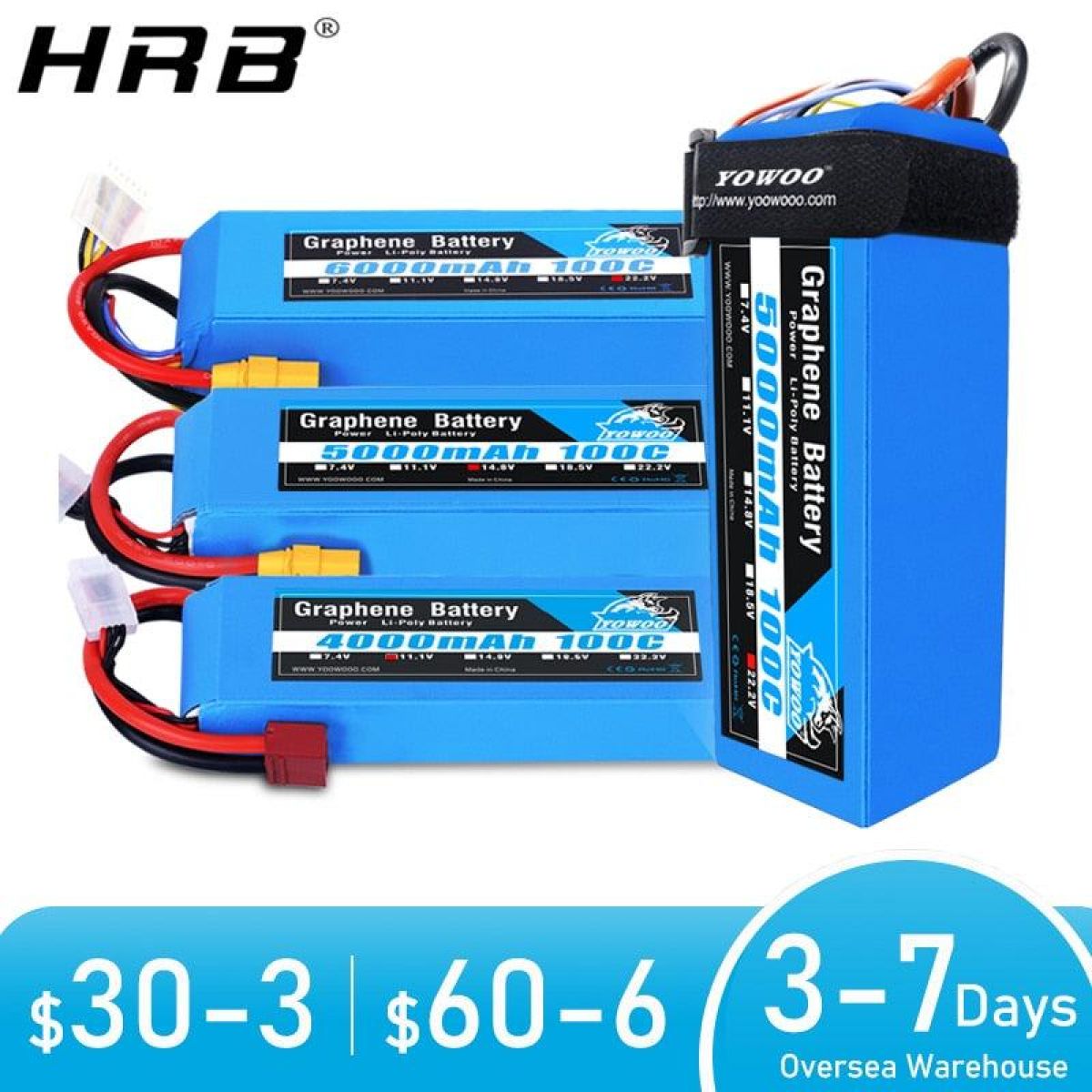 Аккумулятор Yowoo Graphene LiPo 3S/4S/6S 11.1V/14.8V/22.2V 2200-6000mAh XT60/XT90/EC5 100C для RC Аккумулятор Yowoo Graphene LiPo 3S/4S/6S 11.1V/14.8V/22.2V 2200-6000mAh XT60/XT90/EC5 100C для RC
